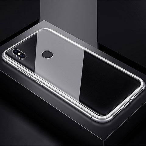 Xiaomi Redmi Note 7 Pro用ケース 高級感 手触り良い アルミメタル 製の金属製 360度 フルカバーバンパー 鏡面 カバー Xiaomi シルバー