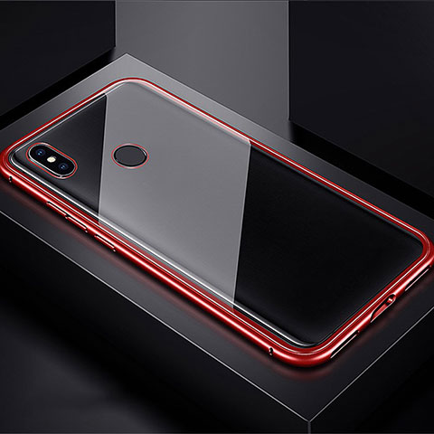 Xiaomi Redmi Note 7 Pro用ケース 高級感 手触り良い アルミメタル 製の金属製 360度 フルカバーバンパー 鏡面 カバー Xiaomi レッド