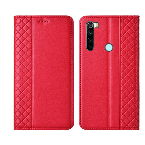 Xiaomi Redmi Note 8 (2021)用手帳型 レザーケース スタンド カバー T16 Xiaomi レッド