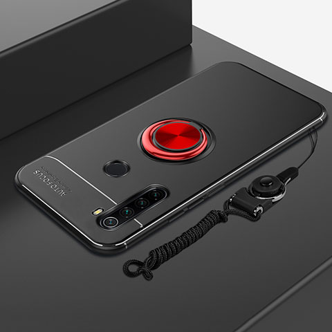 Xiaomi Redmi Note 8 (2021)用極薄ソフトケース シリコンケース 耐衝撃 全面保護 アンド指輪 マグネット式 バンパー Xiaomi レッド・ブラック