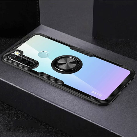 Xiaomi Redmi Note 8T用極薄ソフトケース シリコンケース 耐衝撃 全面保護 クリア透明 アンド指輪 マグネット式 C01 Xiaomi ブラック