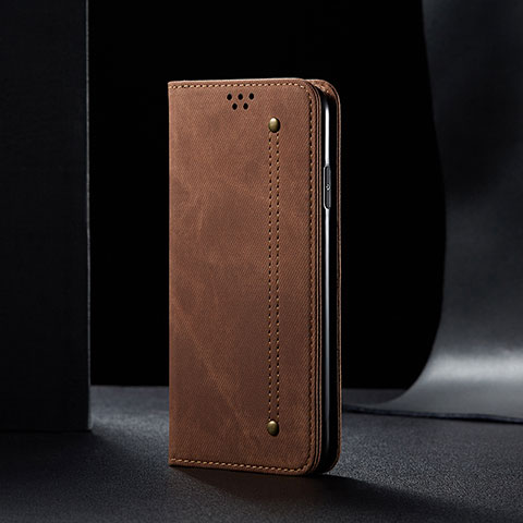 Xiaomi Redmi Note 9 5G用手帳型 布 スタンド B01S Xiaomi ブラウン