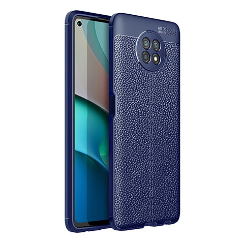 Xiaomi Redmi Note 9 5G用シリコンケース ソフトタッチラバー レザー柄 カバー Xiaomi ネイビー