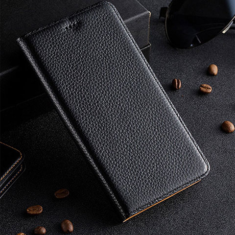 Xiaomi Redmi Note 9用手帳型 レザーケース スタンド カバー H02P Xiaomi ブラック