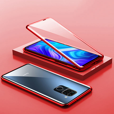 Xiaomi Redmi Note 9用ケース 高級感 手触り良い アルミメタル 製の金属製 360度 フルカバーバンパー 鏡面 カバー P01 Xiaomi レッド