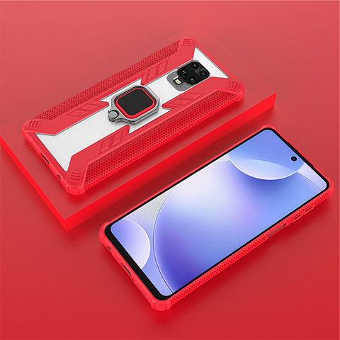 Xiaomi Redmi Note 9 Pro用ハイブリットバンパーケース プラスチック アンド指輪 マグネット式 KC6 Xiaomi レッド