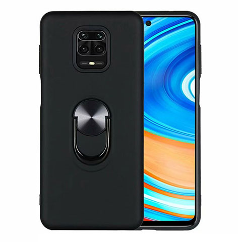 Xiaomi Redmi Note 9 Pro用極薄ソフトケース シリコンケース 耐衝撃 全面保護 アンド指輪 マグネット式 バンパー T01 Xiaomi ブラック