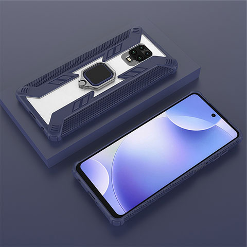 Xiaomi Redmi Note 9 Pro Max用ハイブリットバンパーケース プラスチック アンド指輪 マグネット式 KC6 Xiaomi ネイビー