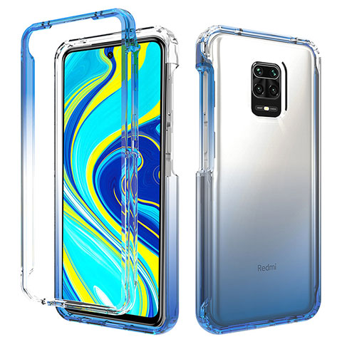 Xiaomi Redmi Note 9S用前面と背面 360度 フルカバー 極薄ソフトケース シリコンケース 耐衝撃 全面保護 バンパー 勾配色 透明 Xiaomi ネイビー