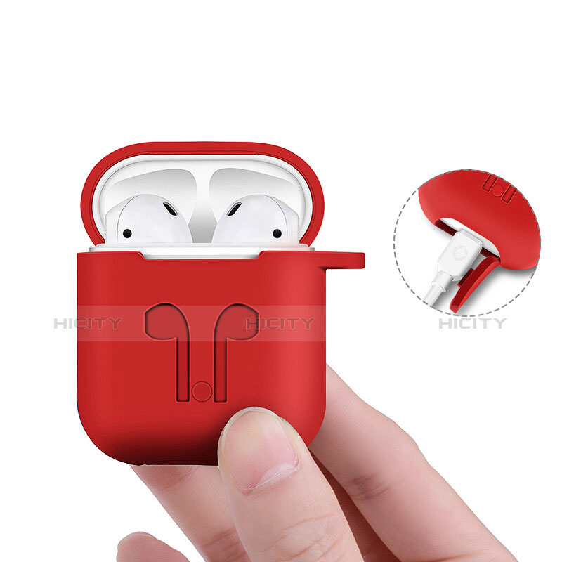 シリコン ケース 保護 収納 ズ用 Airpods 充電ボックス A04 アップル レッド