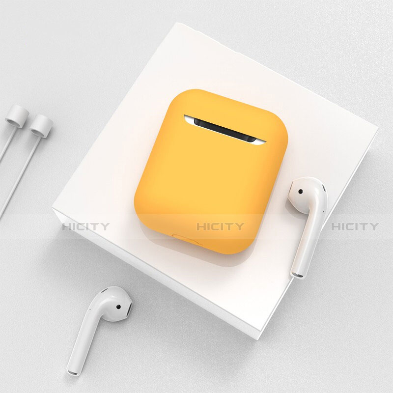 シリコン ケース 保護 収納 ズ用 Airpods 充電ボックス C01 アップル イエロー