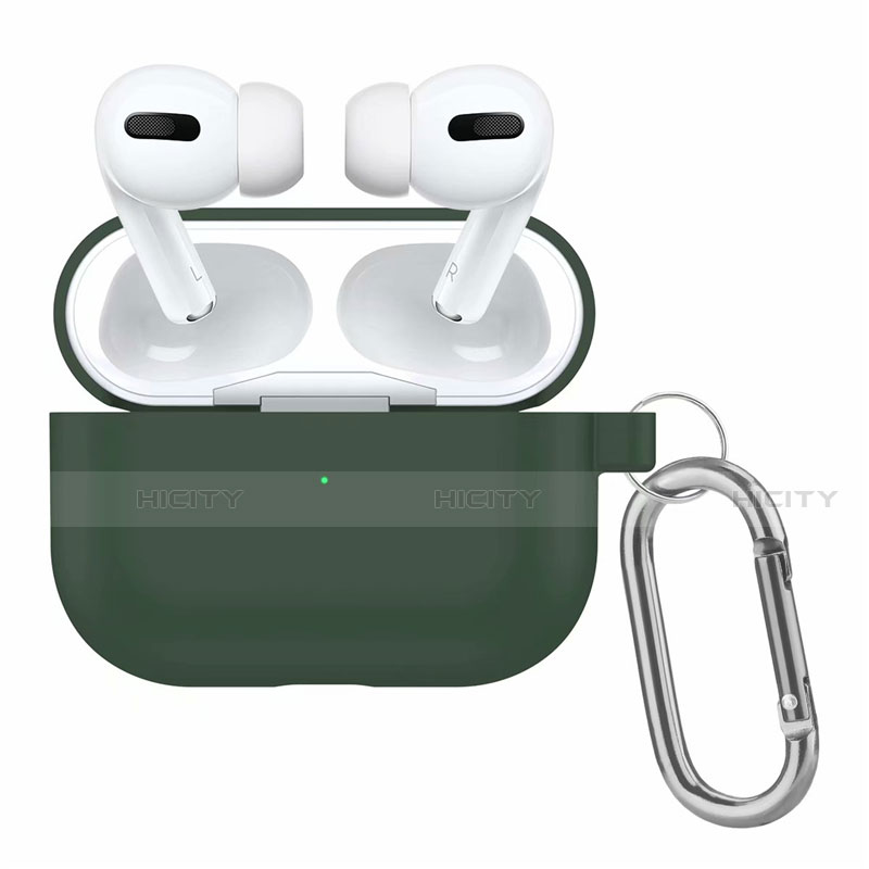 シリコン ケース 紛失防止 ズ用 AirPods Pro 充電ボックス アップル モスグリー