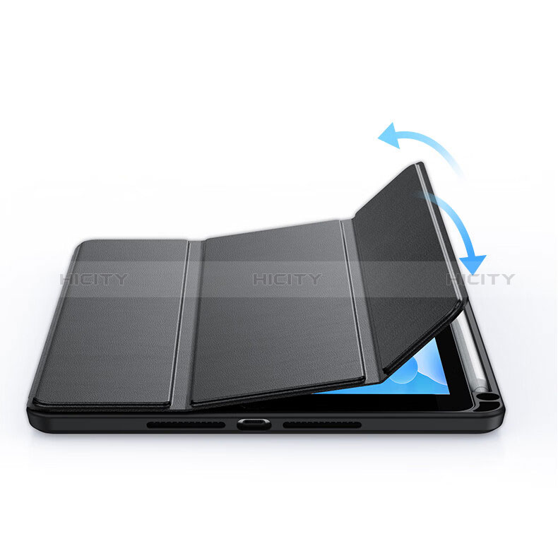 Apple iPad 10.2 (2019)用手帳型 レザーケース スタンド カバー P03 アップル ブラック