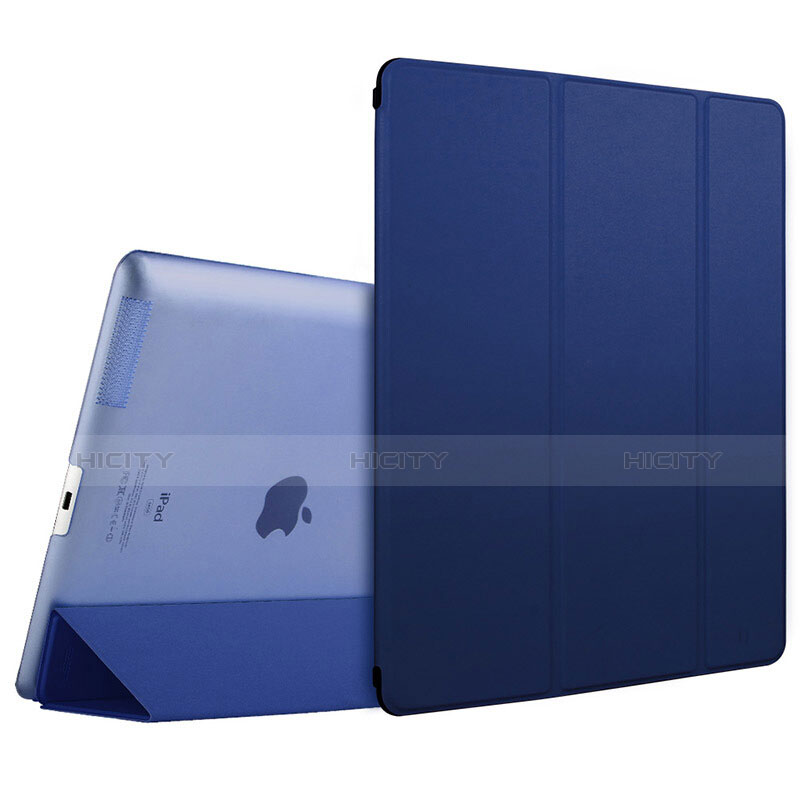 Apple iPad 3用手帳型 レザーケース スタンド L01 アップル ネイビー