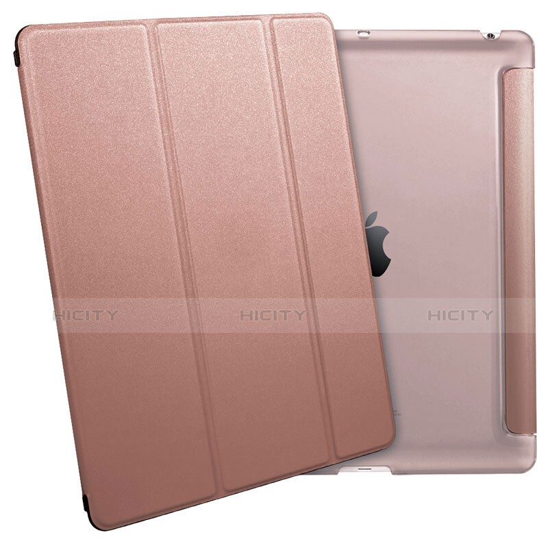 Apple iPad 3用手帳型 レザーケース スタンド L01 アップル ローズゴールド