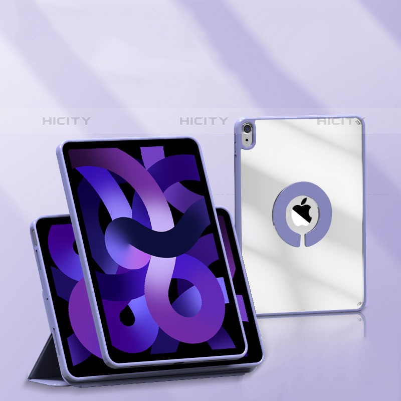 Apple iPad Air 4 10.9 (2020)用手帳型 レザーケース スタンド カバー H01 アップル パープル
