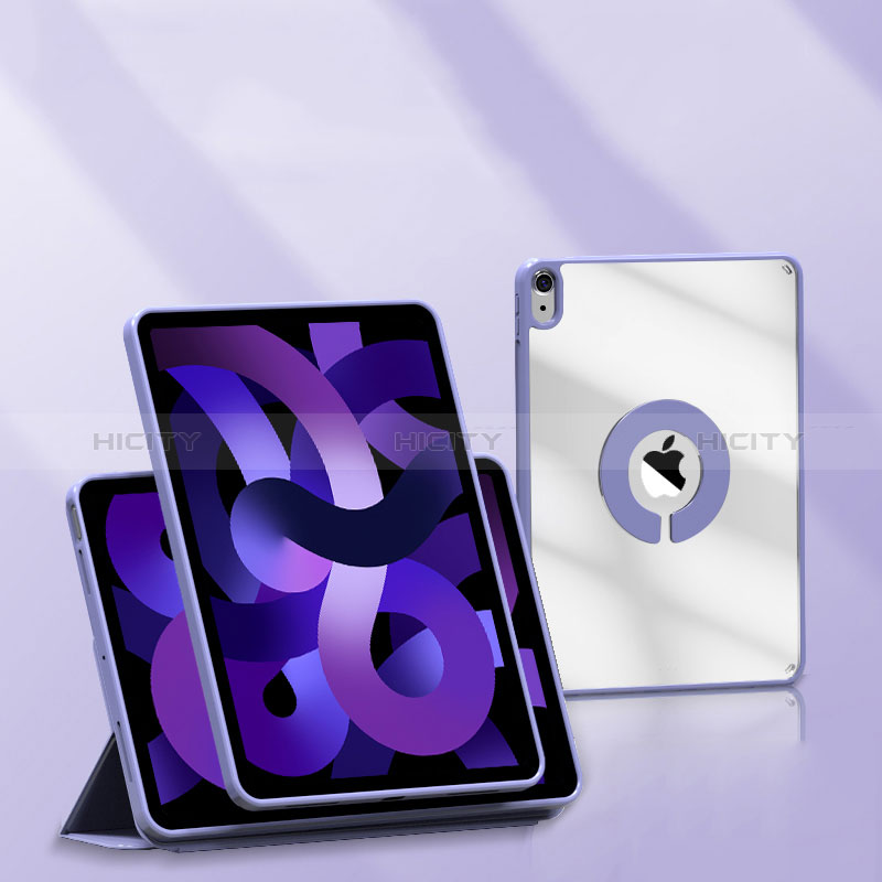 Apple iPad Air 5 10.9 (2022)用手帳型 レザーケース スタンド カバー H01 アップル パープル
