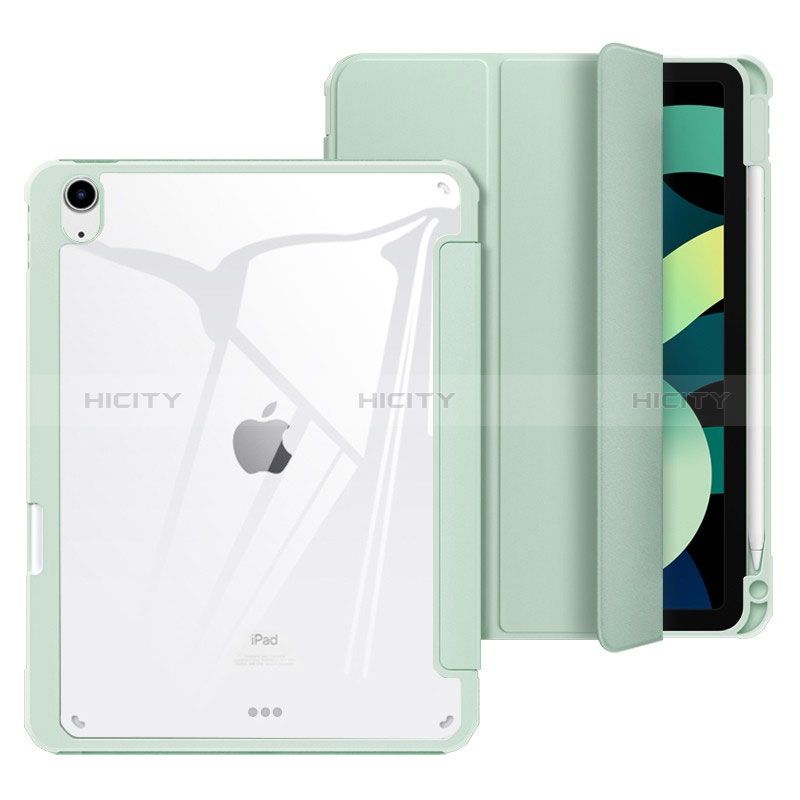 Apple iPad Air 5 10.9 (2022)用手帳型 レザーケース スタンド カバー H02 アップル ライトグリーン