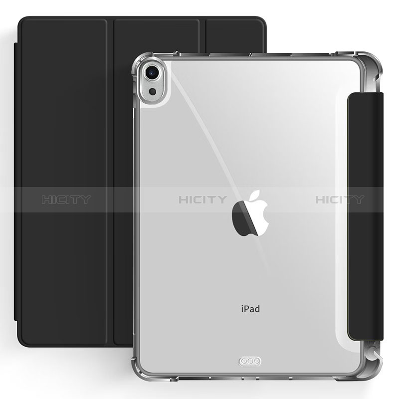 Apple iPad Air 5 10.9 (2022)用手帳型 レザーケース スタンド カバー H03 アップル ブラック