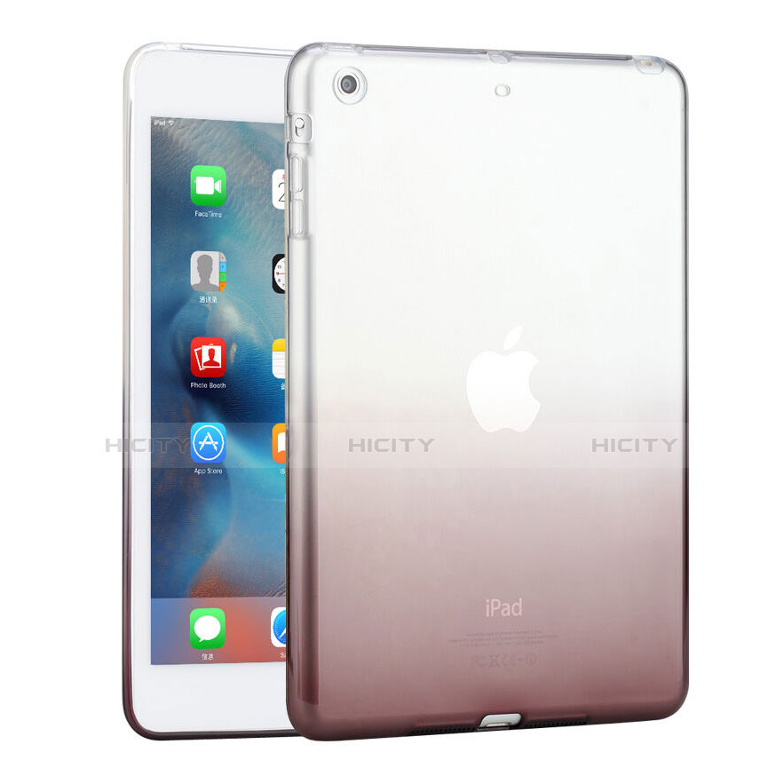 Apple iPad Mini 2用極薄ソフトケース グラデーション 勾配色 クリア透明 アップル グレー