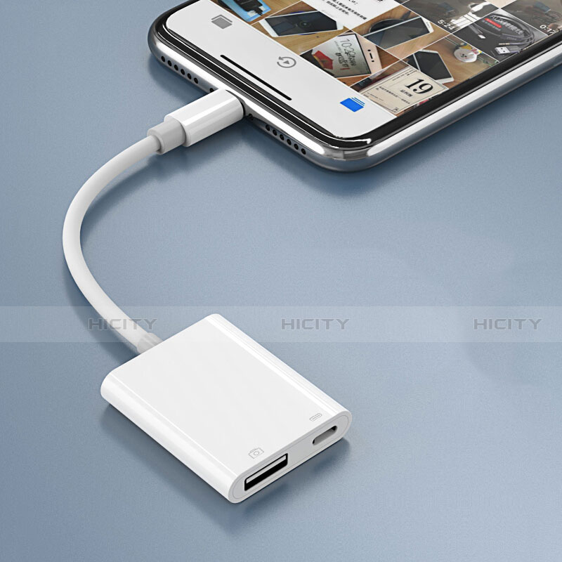 Apple iPad New Air (2019)用Lightning to USB OTG 変換ケーブルアダプタ H01 アップル ホワイト