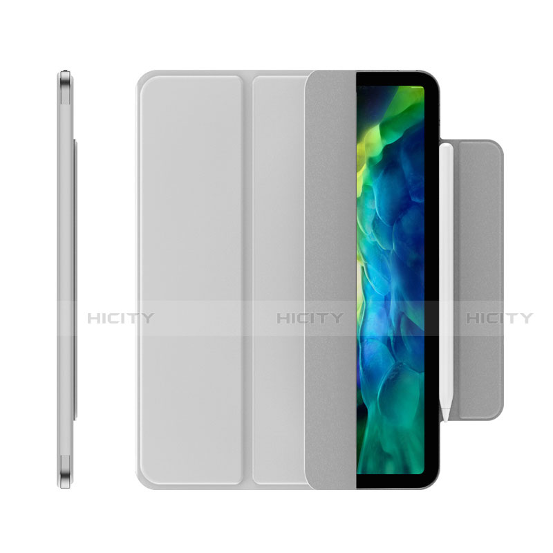 Apple iPad Pro 11 (2021)用手帳型 レザーケース スタンド カバー アップル シルバー