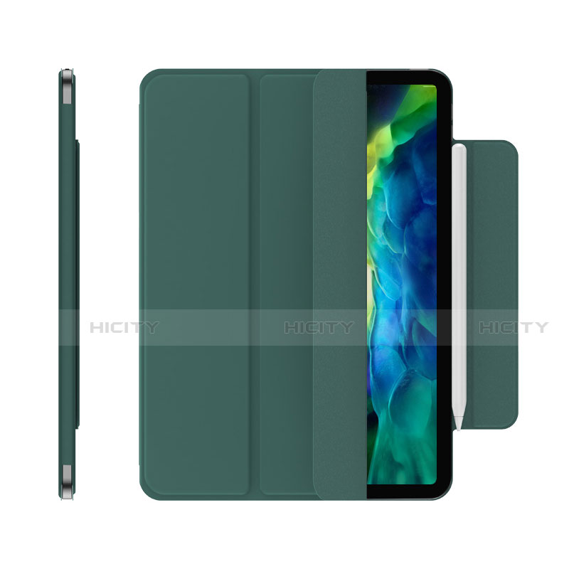 Apple iPad Pro 11 (2021)用手帳型 レザーケース スタンド カバー アップル グリーン