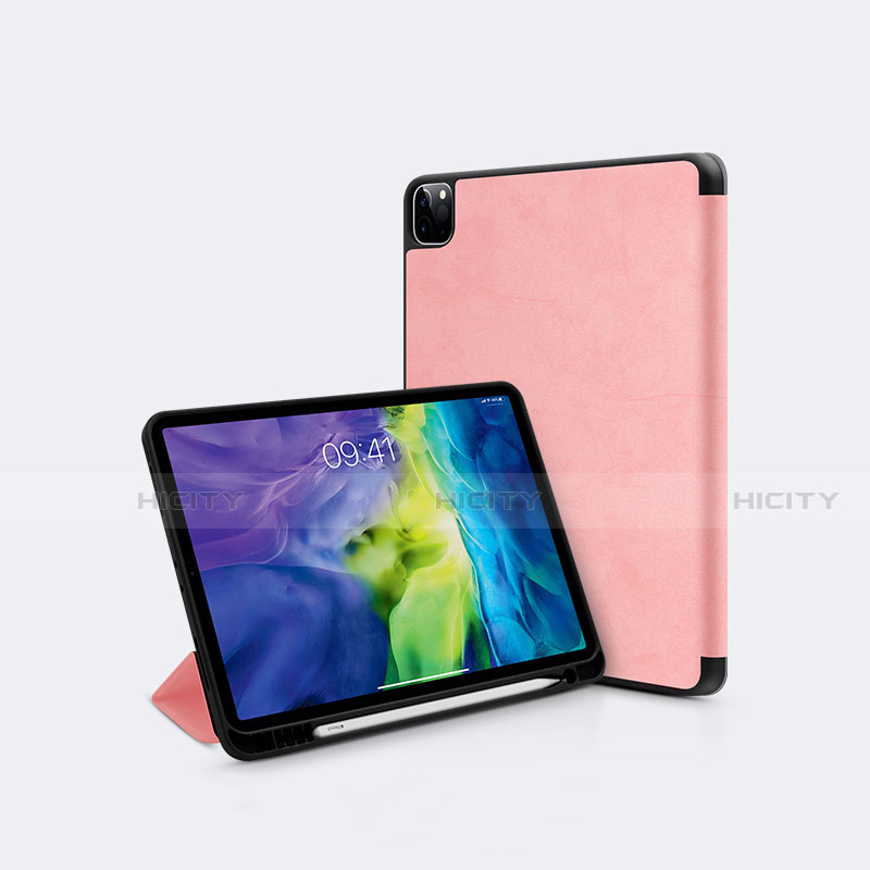 Apple iPad Pro 11 (2021)用手帳型 レザーケース スタンド カバー L04 アップル ローズゴールド