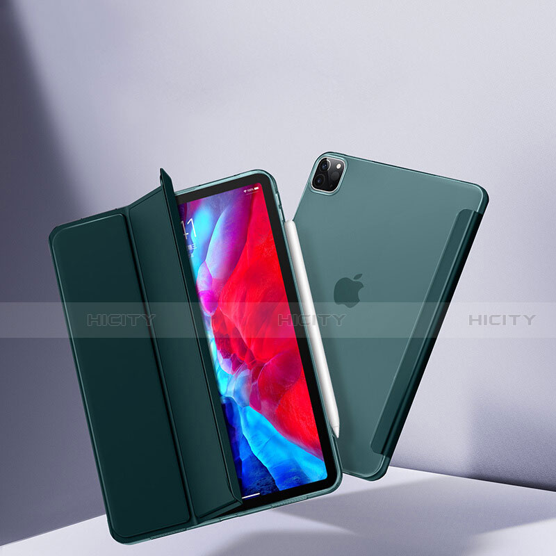 Apple iPad Pro 11 (2021)用手帳型 レザーケース スタンド カバー L08 アップル グリーン