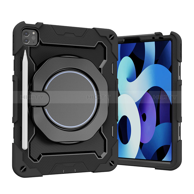 Apple iPad Pro 11 (2022)用ハイブリットバンパーケース スタンド プラスチック 兼シリコーン カバー L13 アップル ブラック