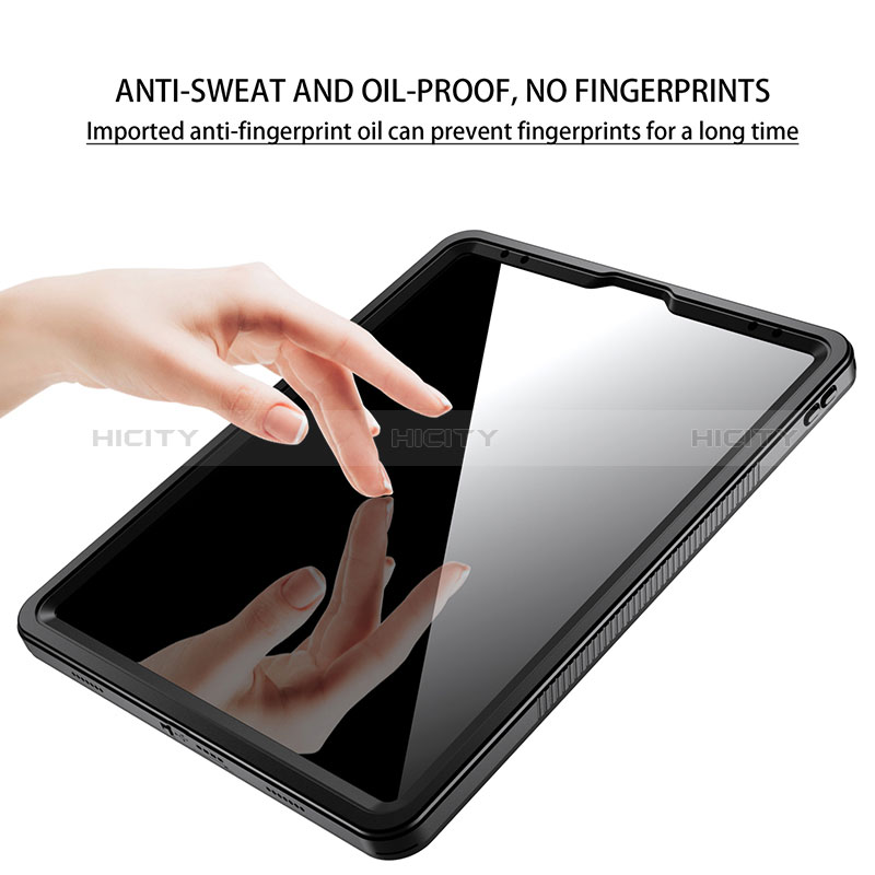 Apple iPad Pro 12.9 (2021)用完全防水ケース ハイブリットバンパーカバー 高級感 手触り良い 360度 W01 アップル ブラック