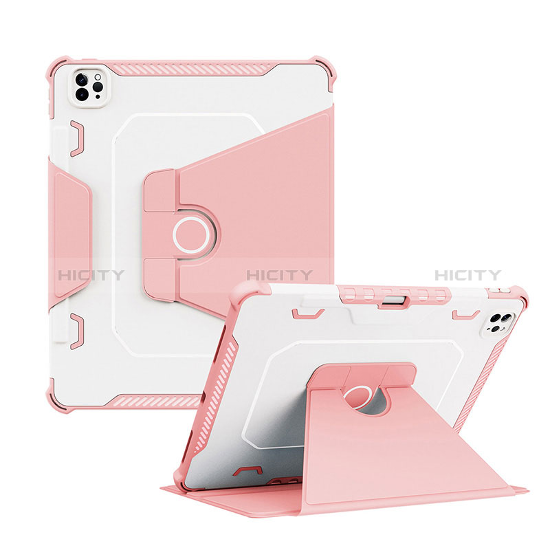 Apple iPad Pro 12.9 (2022)用ハイブリットバンパーケース スタンド プラスチック 兼シリコーン カバー L04 アップル ピンク