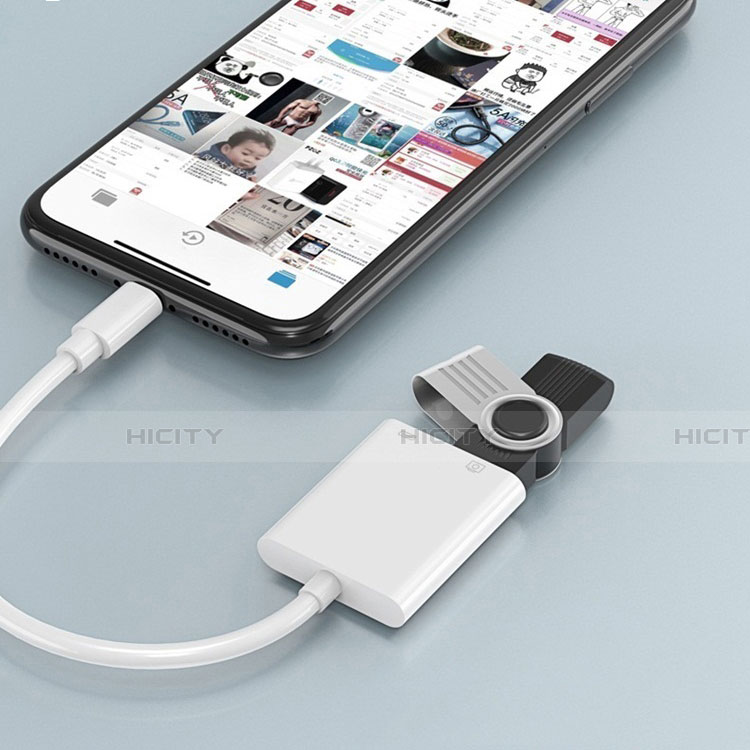 Apple iPhone 11用Lightning to USB OTG 変換ケーブルアダプタ H01 アップル ホワイト