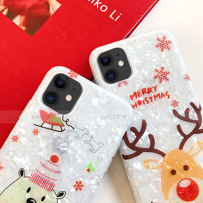 Apple iPhone 11用シリコンケース ソフトタッチラバー クリスマス カバー アップル 