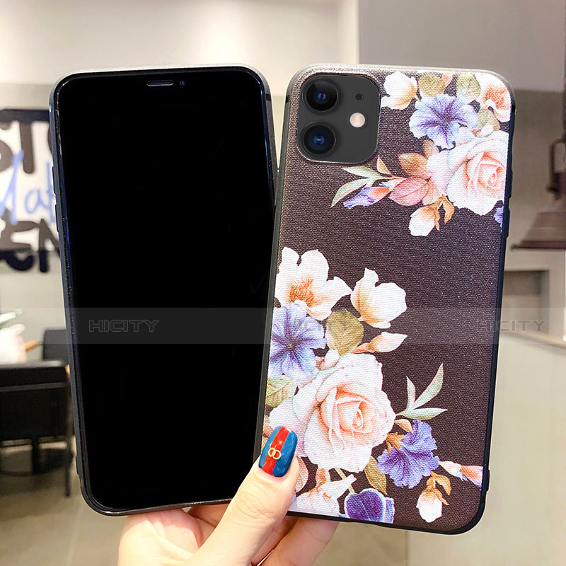 Apple iPhone 11用シリコンケース ソフトタッチラバー 花 カバー H04 アップル 