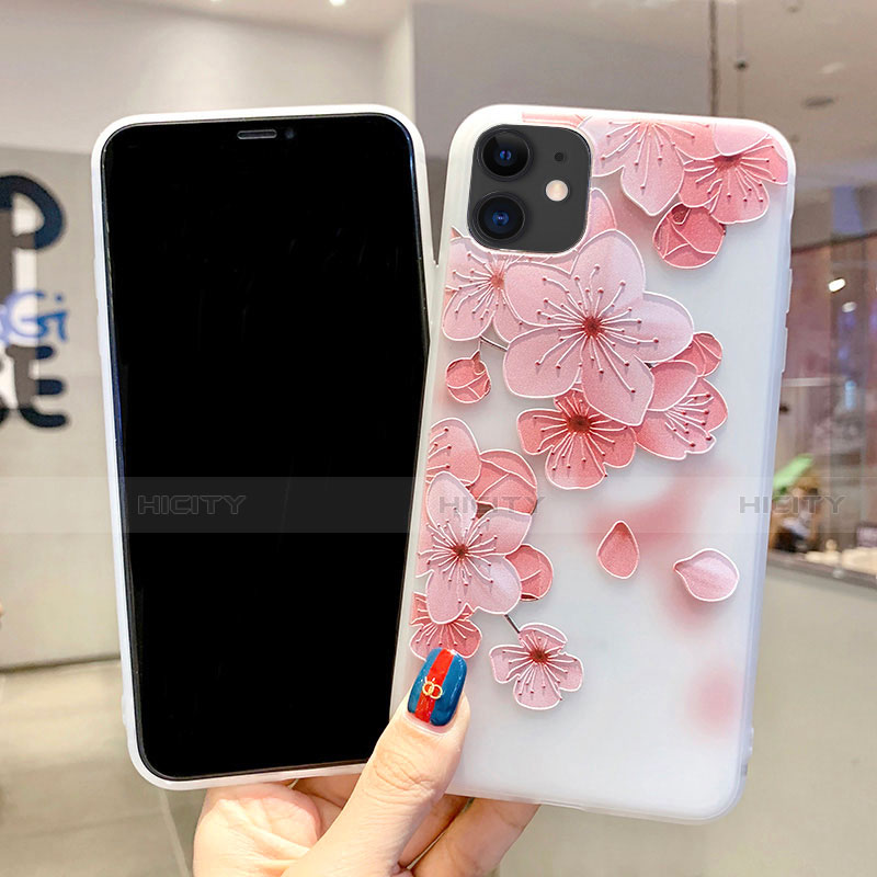 Apple iPhone 11用シリコンケース ソフトタッチラバー 花 カバー H19 アップル 