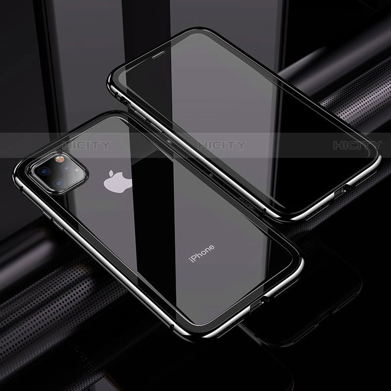 Apple iPhone 11 Pro用ケース 高級感 手触り良い アルミメタル 製の金属製 360度 フルカバーバンパー 鏡面 カバー M02 アップル ブラック