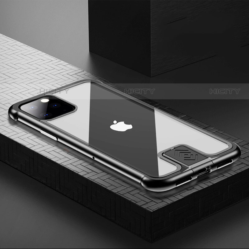 Apple iPhone 11 Pro用ケース 高級感 手触り良い アルミメタル 製の金属製 360度 フルカバーバンパー 鏡面 カバー アップル ブラック