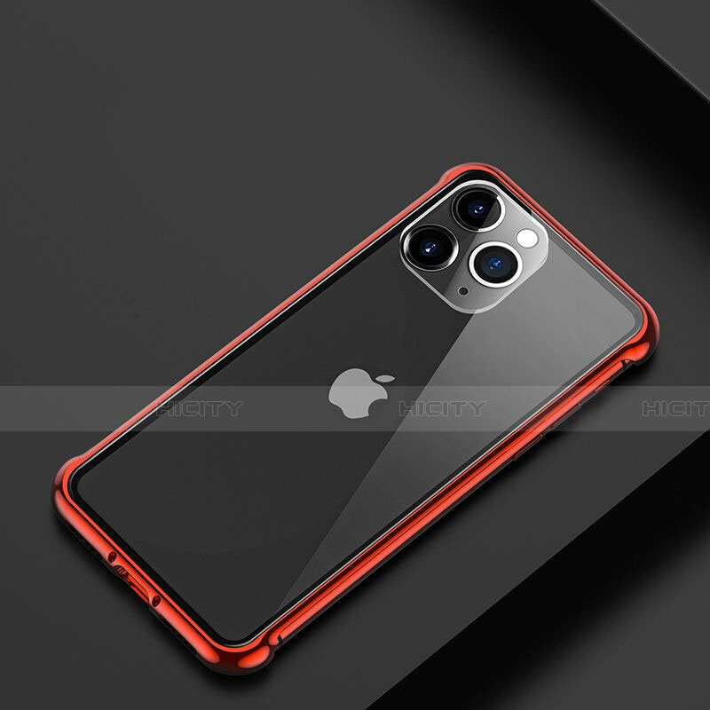 Apple iPhone 11 Pro用ケース 高級感 手触り良い アルミメタル 製の金属製 バンパー カバー T01 アップル レッド