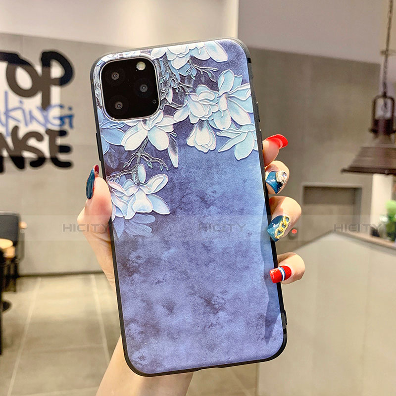 Apple iPhone 11 Pro Max用シリコンケース ソフトタッチラバー 花 カバー H07 アップル 