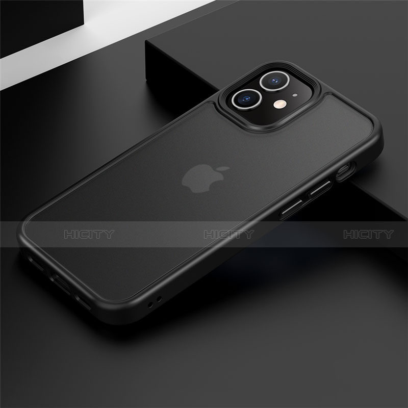 Apple iPhone 12用ハイブリットバンパーケース プラスチック 兼シリコーン カバー N01 アップル ブラック