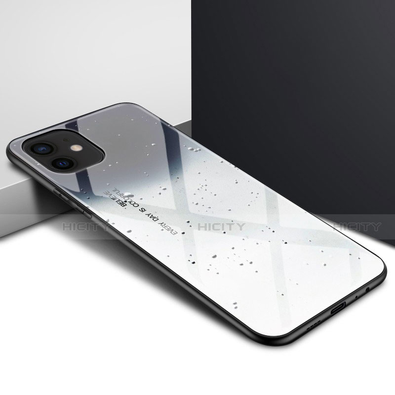 Apple iPhone 12用ハイブリットバンパーケース クリア透明 プラスチック 鏡面 カバー N01 アップル 