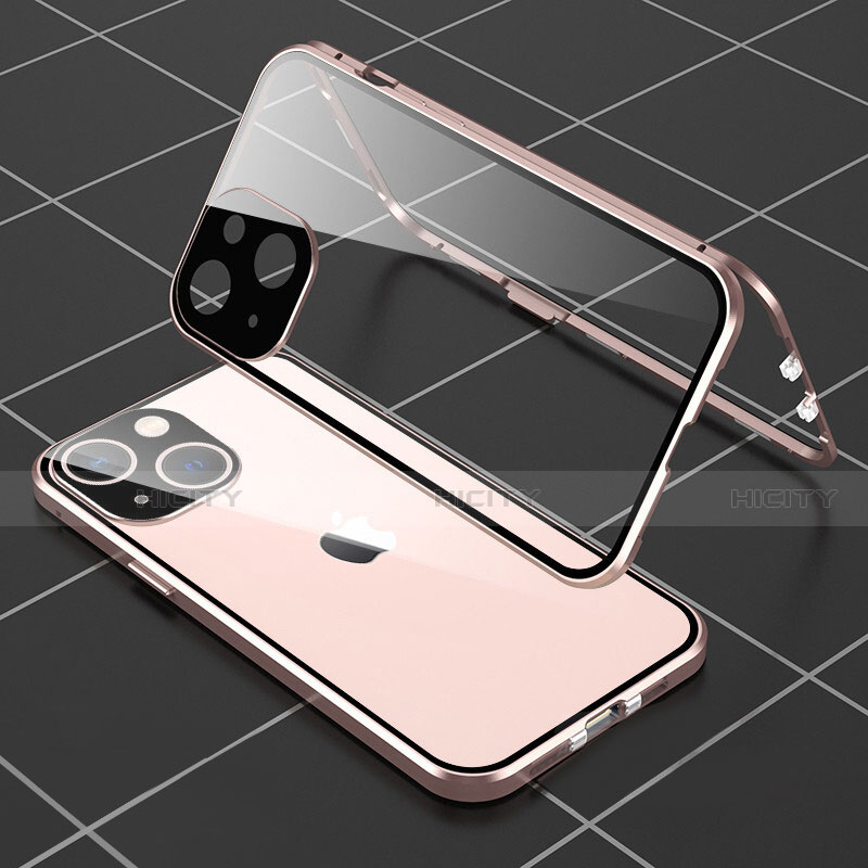 Apple iPhone 13用ケース 高級感 手触り良い アルミメタル 製の金属製 360度 フルカバーバンパー 鏡面 カバー M04 アップル 