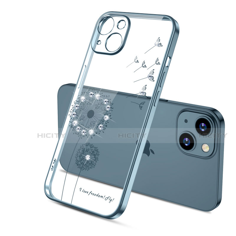 Apple iPhone 13 Mini用極薄ソフトケース シリコンケース 耐衝撃 全面保護 クリア透明 花 アップル 
