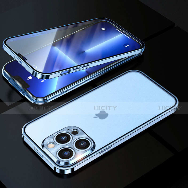 Apple iPhone 13 Pro Max用ケース 高級感 手触り良い アルミメタル 製の金属製 360度 フルカバーバンパー 鏡面 カバー M01 アップル 