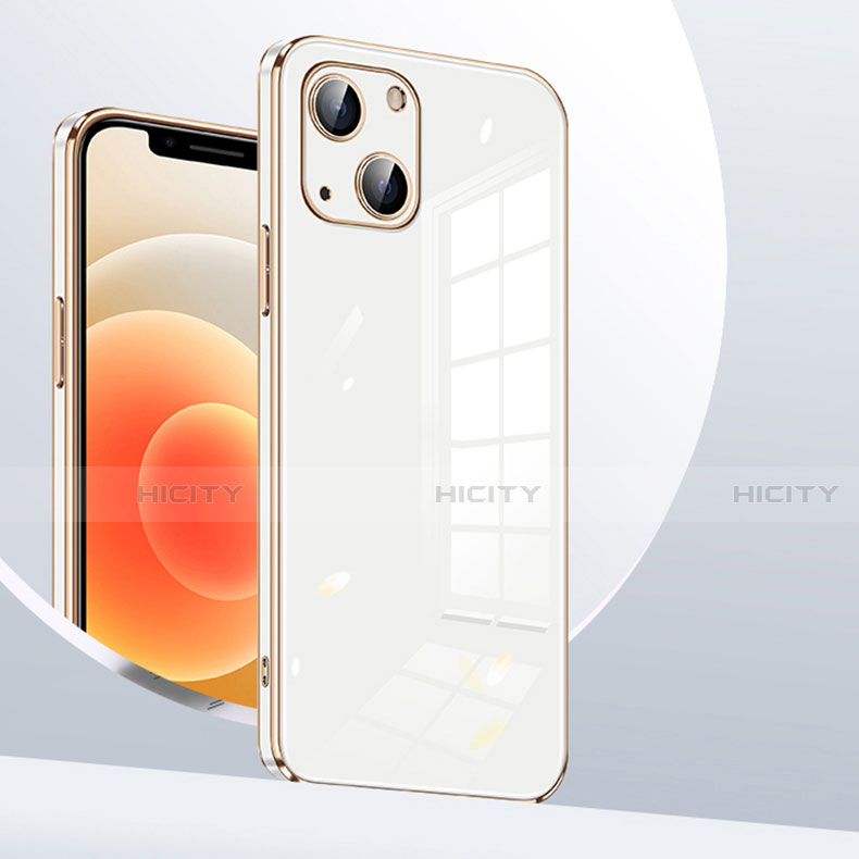 Apple iPhone 14用極薄ソフトケース シリコンケース 耐衝撃 全面保護 S06 アップル ホワイト