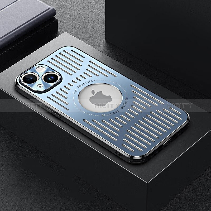 Apple iPhone 14用ケース 高級感 手触り良い アルミメタル 製の金属製 兼シリコン カバー Mag-Safe 磁気 Magnetic TX1 アップル ネイビー
