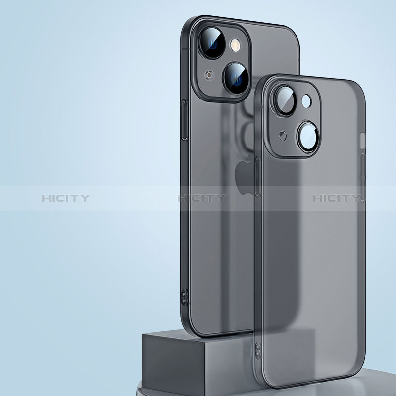 Apple iPhone 14用極薄ケース クリア透明 プラスチック 質感もマットQC1 アップル ブラック
