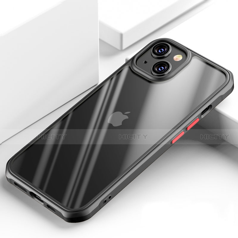 Apple iPhone 14用ハイブリットバンパーケース クリア透明 プラスチック 鏡面 カバー M03 アップル 