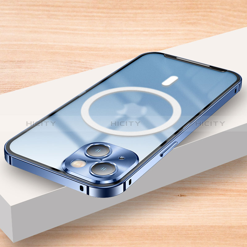 Apple iPhone 14用ケース 高級感 手触り良い メタル兼プラスチック バンパー Mag-Safe 磁気 Magnetic LK2 アップル 